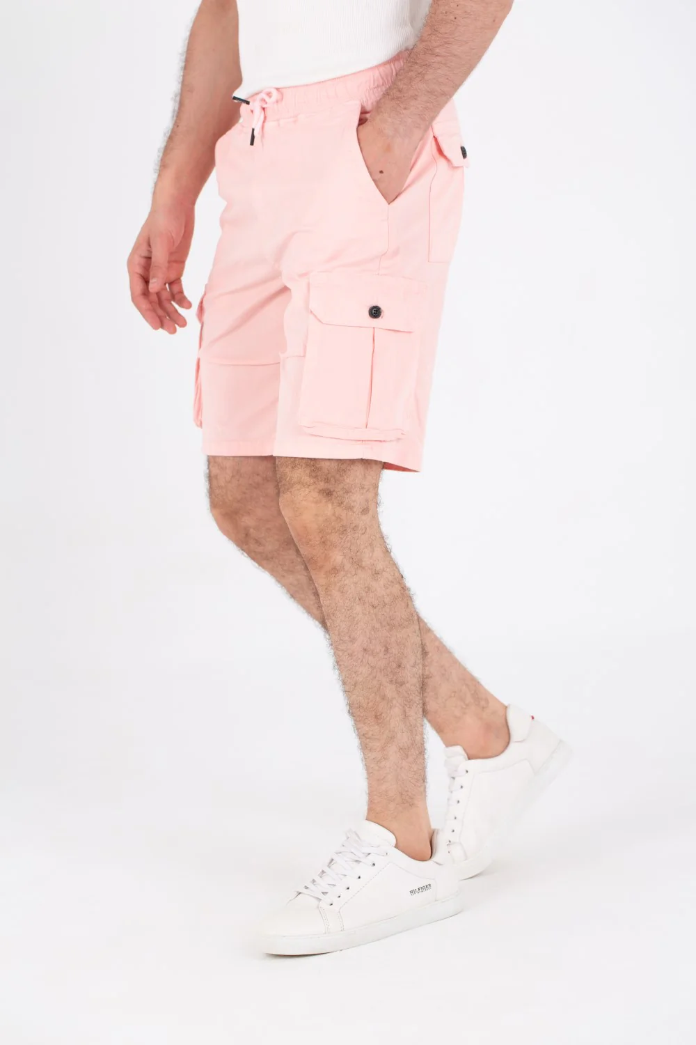 Mens Gabardine Shorts With Elastic Waistband And Modern Side Pockets - Image 15