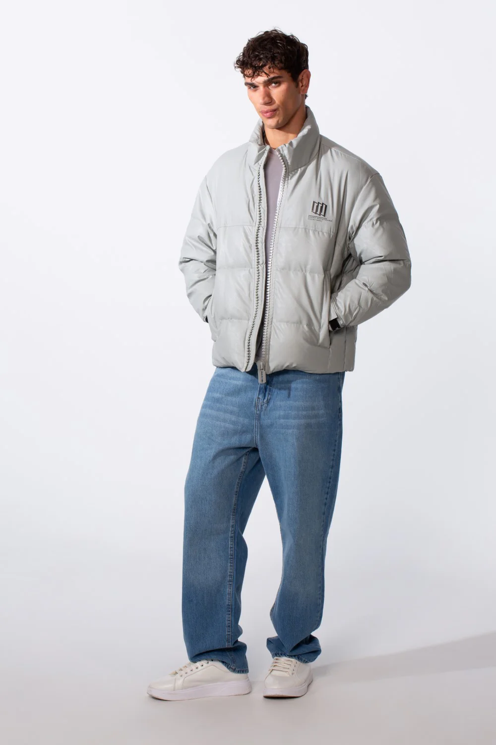 Men's Glossy Puffer Full Zip Lightweight Jacket - Image 4