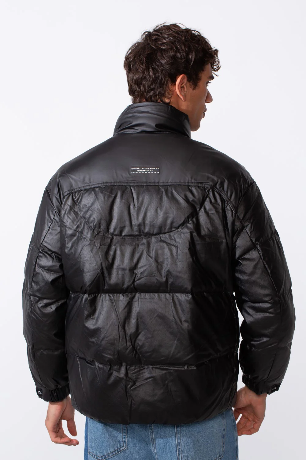 Men's Glossy Puffer Full Zip Lightweight Jacket - Image 6