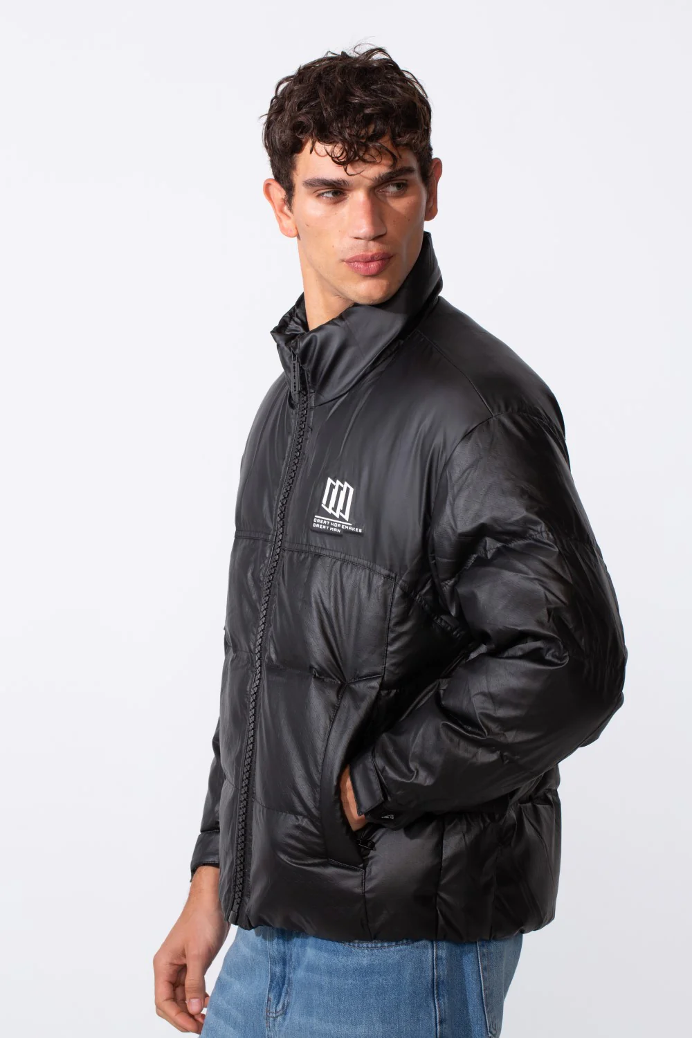 Men's Glossy Puffer Full Zip Lightweight Jacket - Image 8