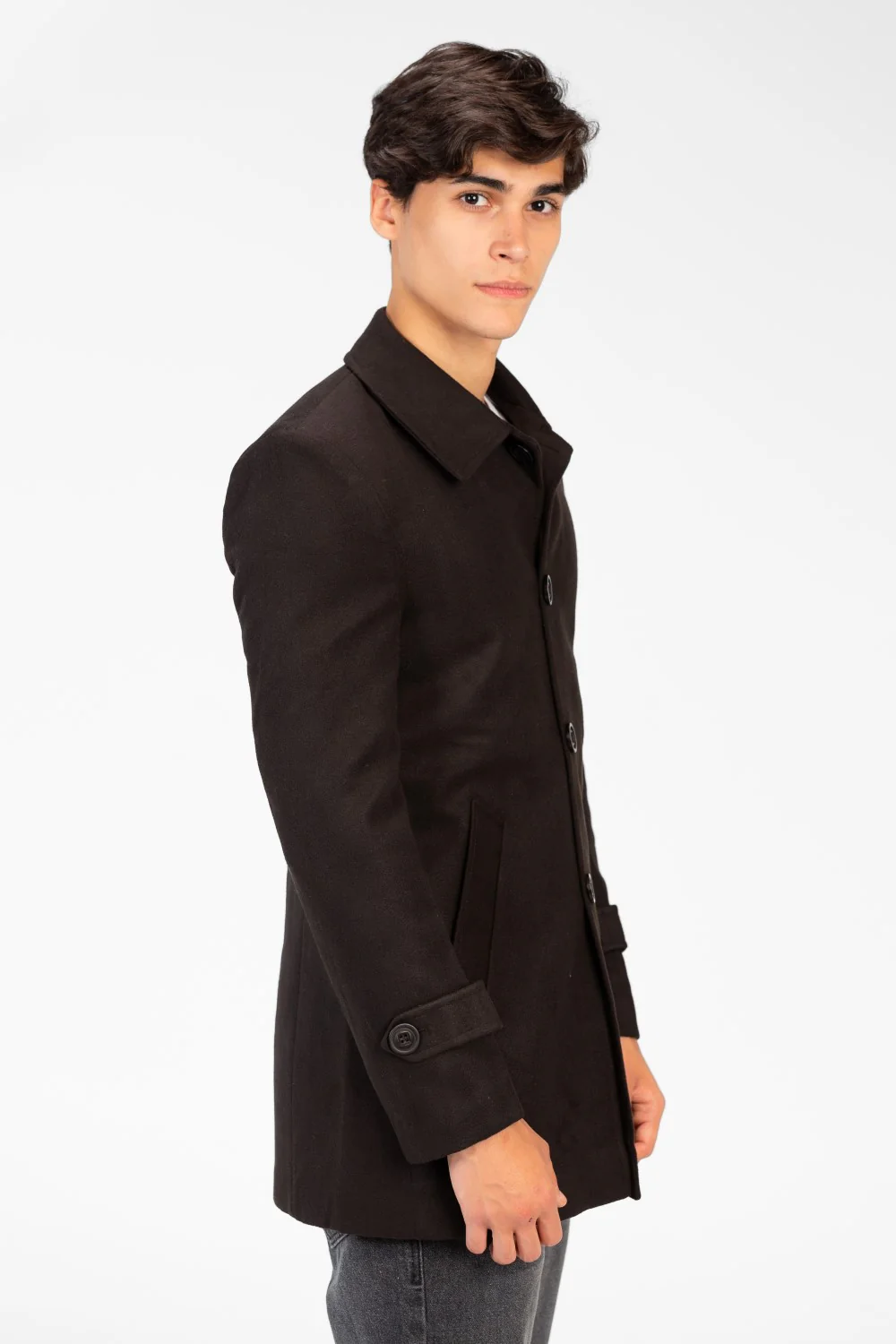 Men's Gogh Coat With Buttons And Front Pockets - Image 3