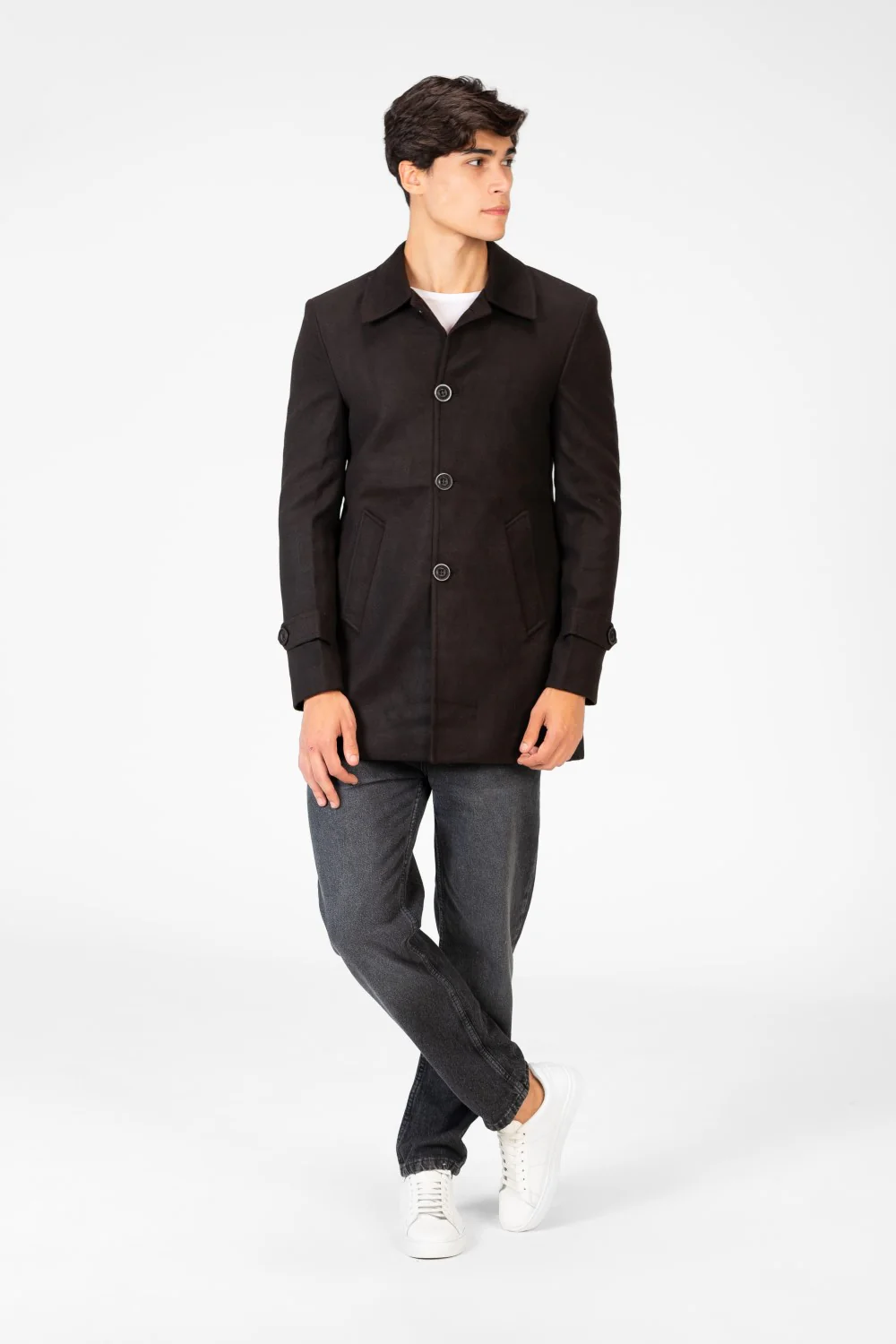 Men's Gogh Coat With Buttons And Front Pockets - Image 4
