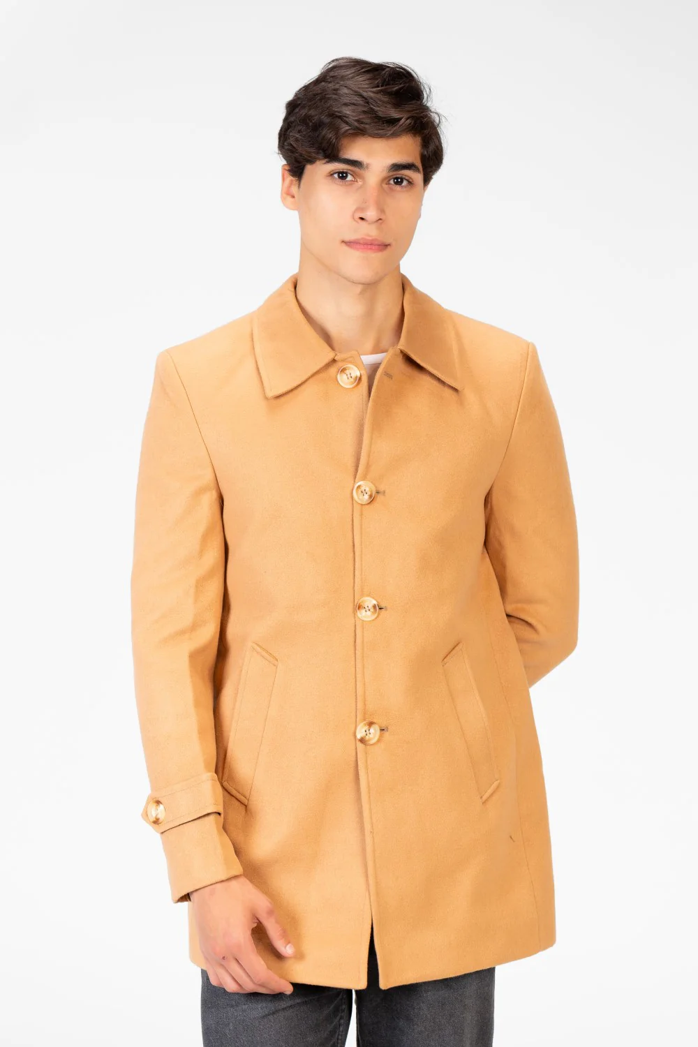 Men's Gogh Coat With Buttons And Front Pockets - Image 5