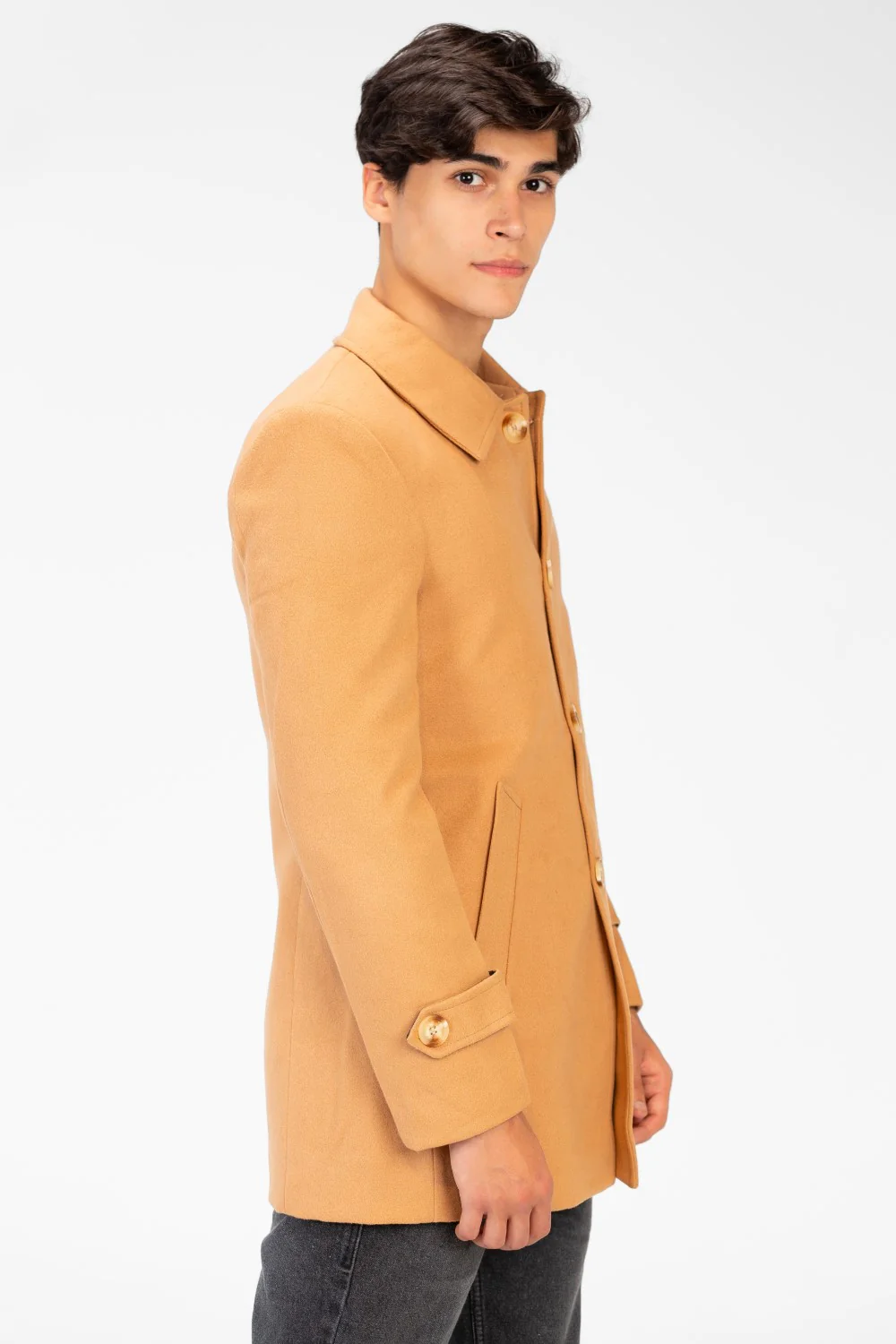 Men's Gogh Coat With Buttons And Front Pockets - Image 7