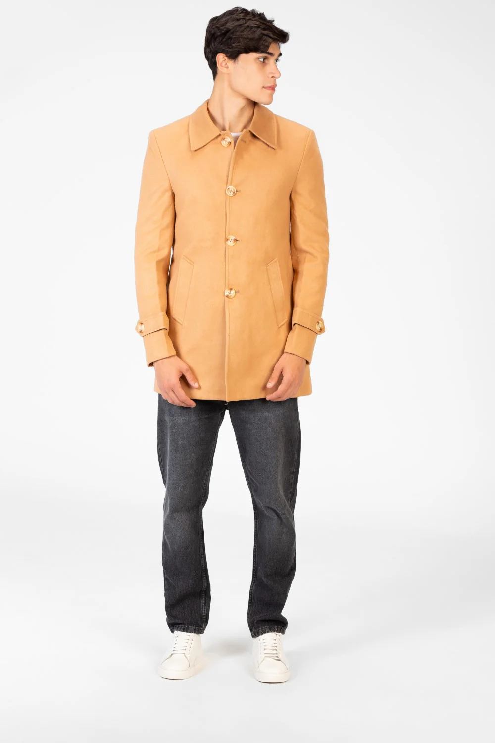 Men's Gogh Coat With Buttons And Front Pockets - Image 8