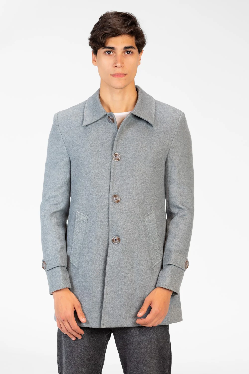 Men's Gogh Coat With Buttons And Front Pockets - Image 9