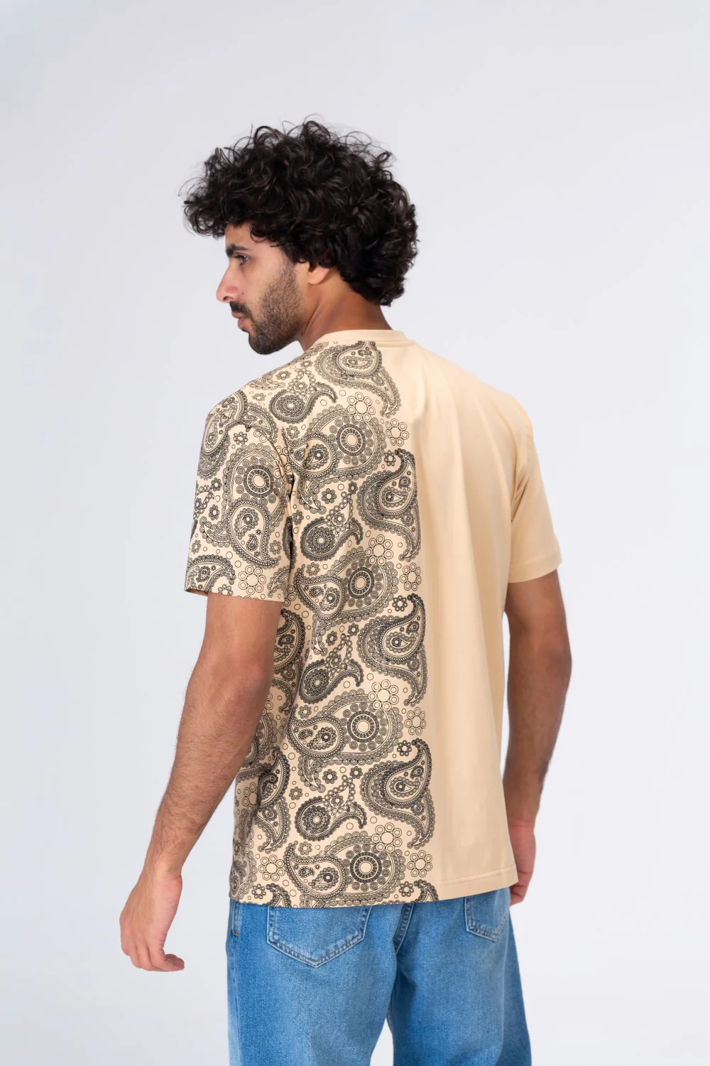Mens Half And Half Printed Regular Fit T-Shirt - Image 2