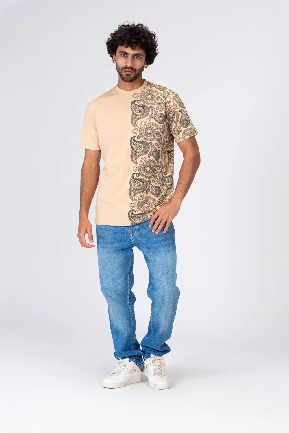 Mens Half And Half Printed Regular Fit T-Shirt - Image 3