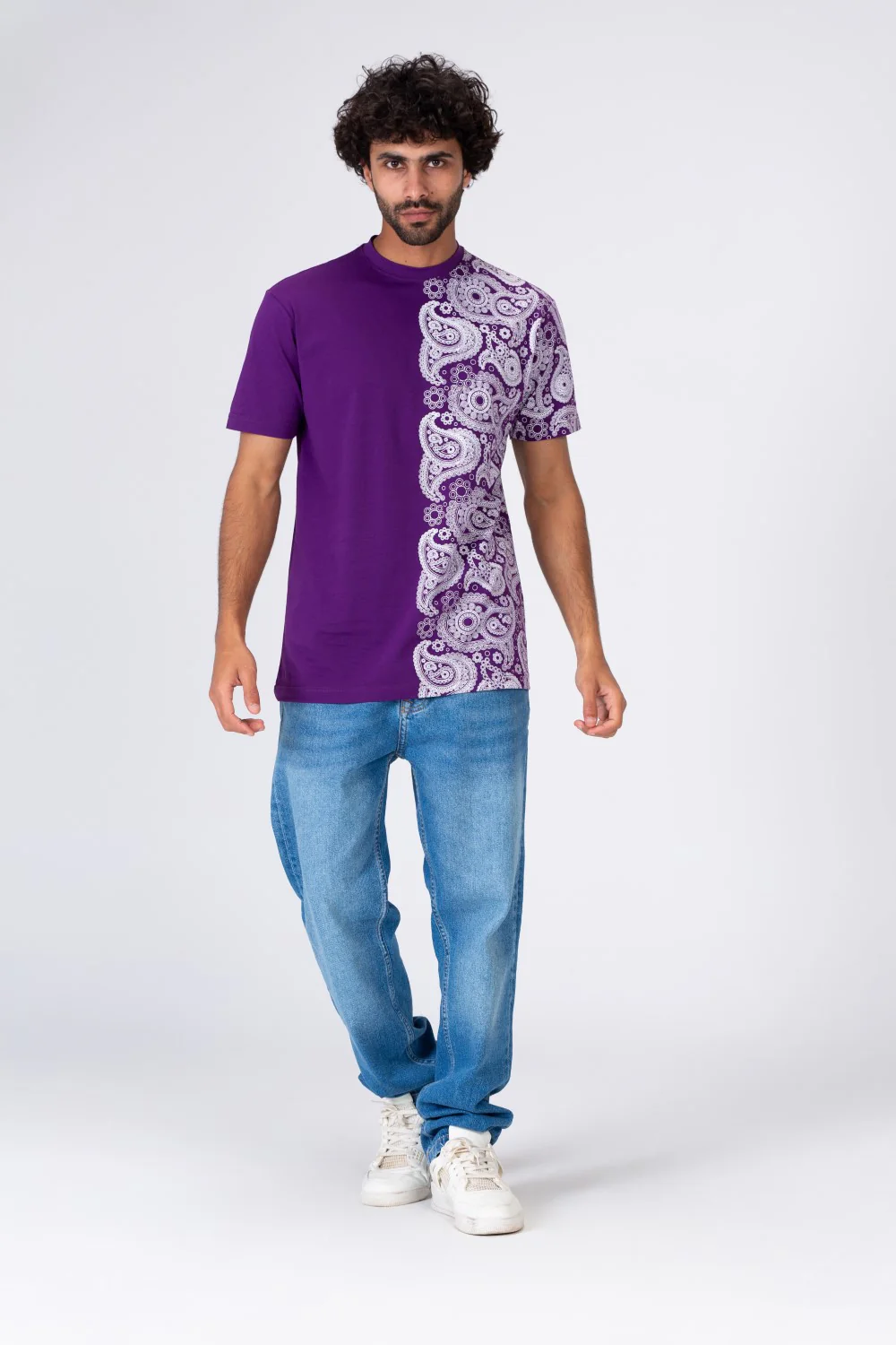 Mens Half And Half Printed Regular Fit T-Shirt - Image 4