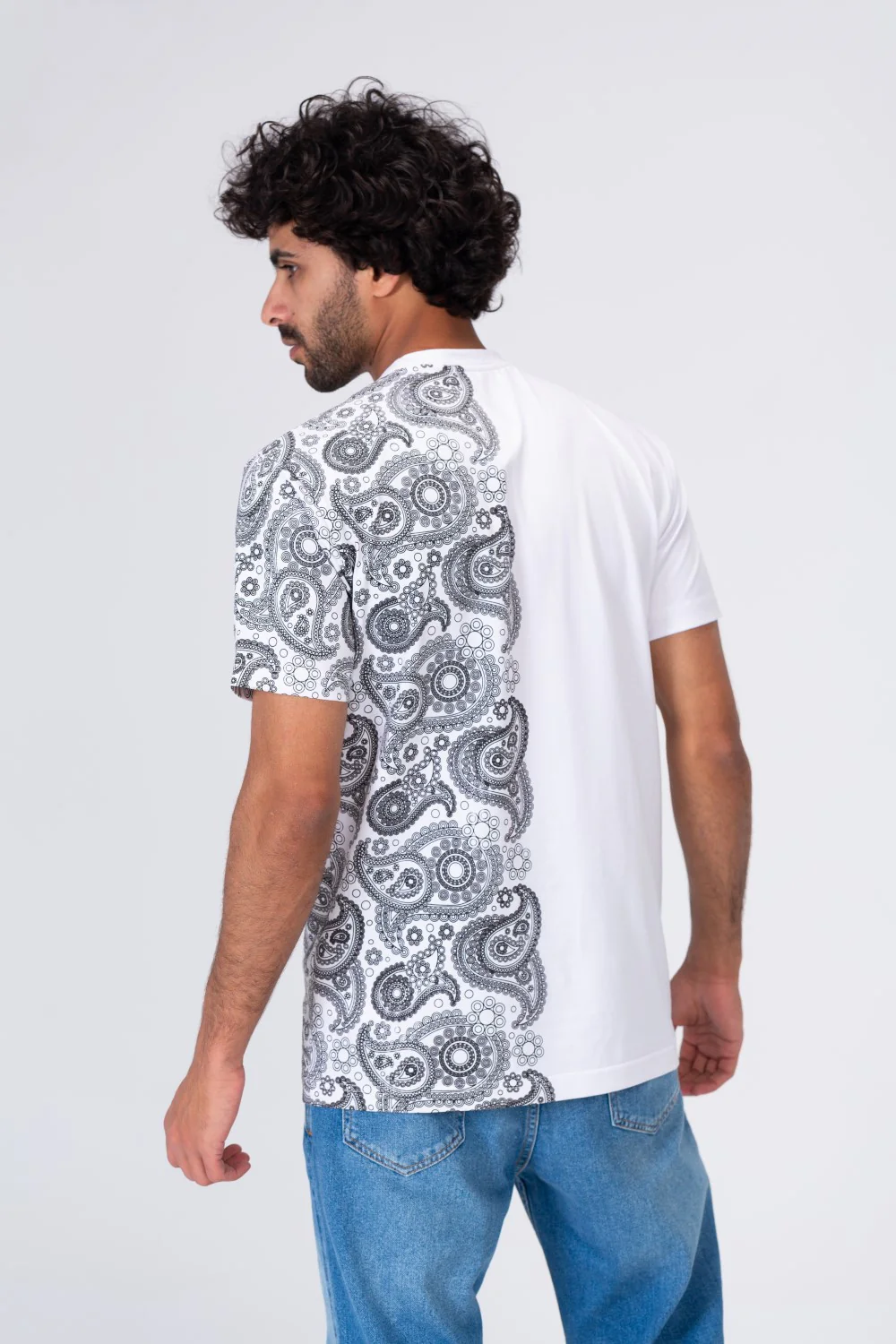 Mens Half And Half Printed Regular Fit T-Shirt - Image 8