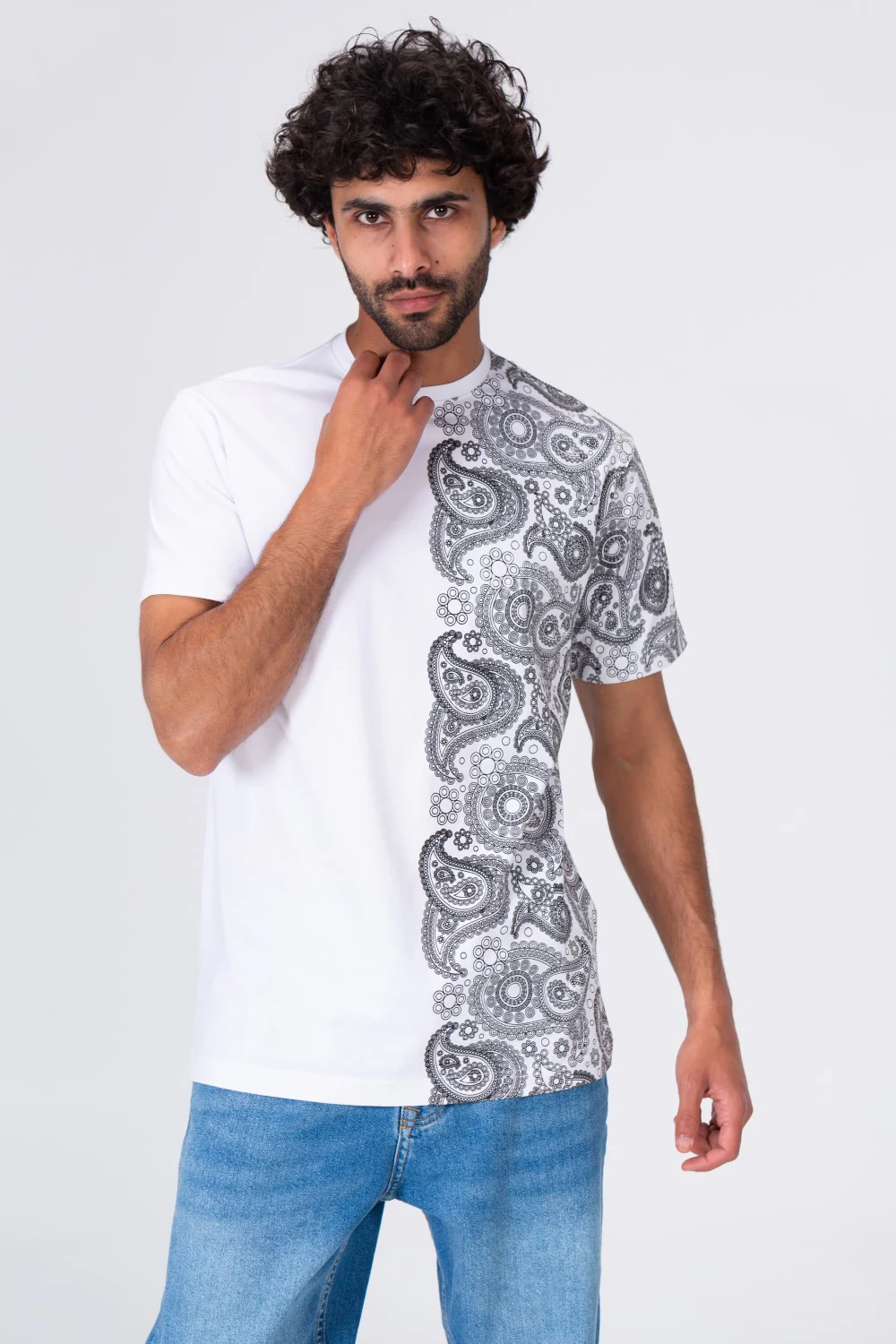 Mens Half And Half Printed Regular Fit T-Shirt - Image 9