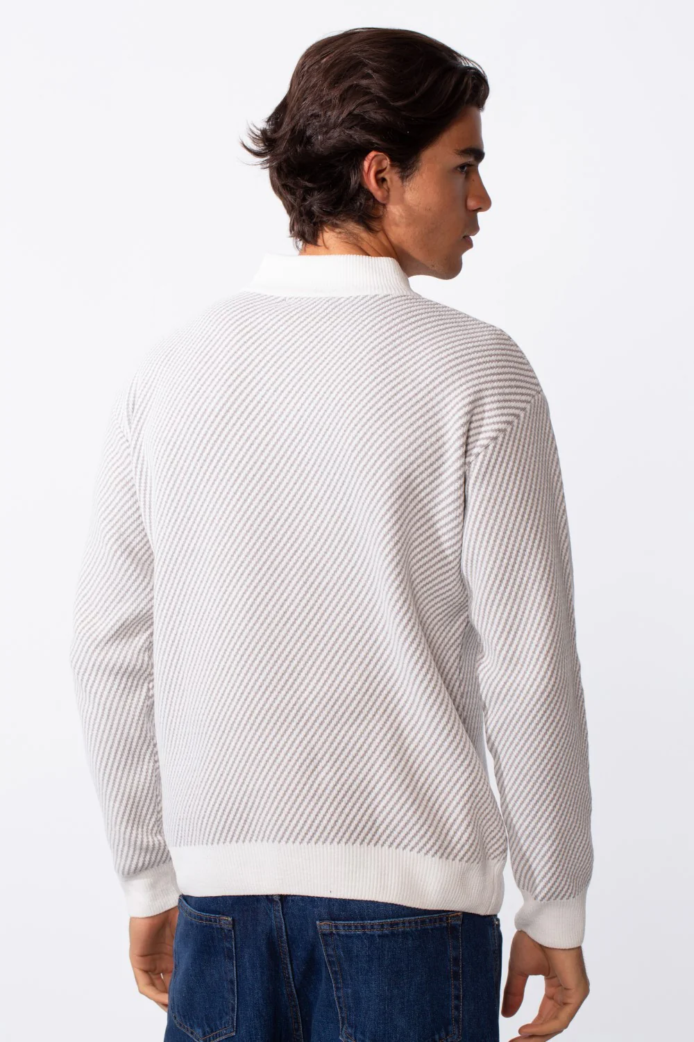 Men's Half Front Zip Slim Fit Knitted Pullover - Image 6