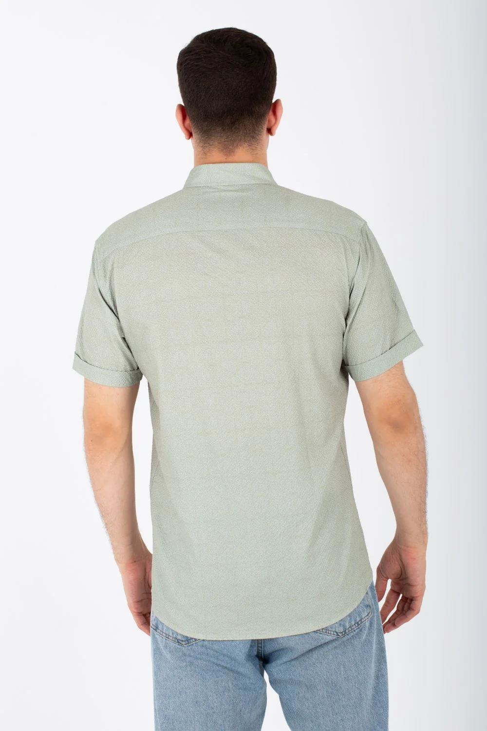 Mens Half Sleeve Jacar Slim Fit Shirt With A Unique Collar And Cut - Image 2