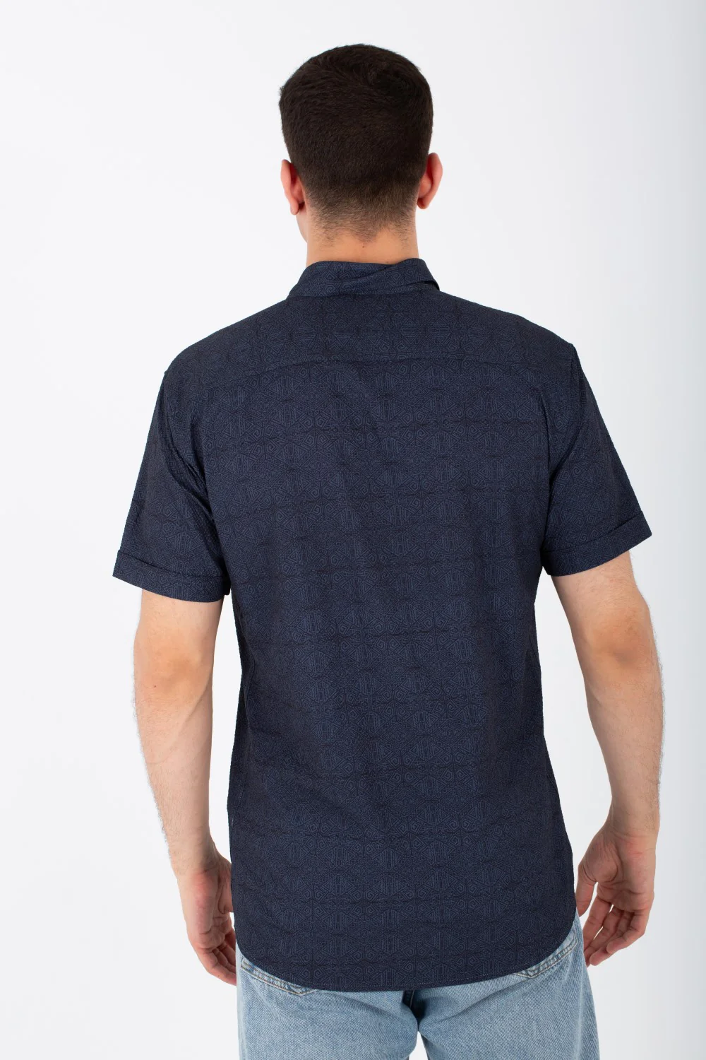 Mens Half Sleeve Jacar Slim Fit Shirt With A Unique Collar And Cut - Image 5