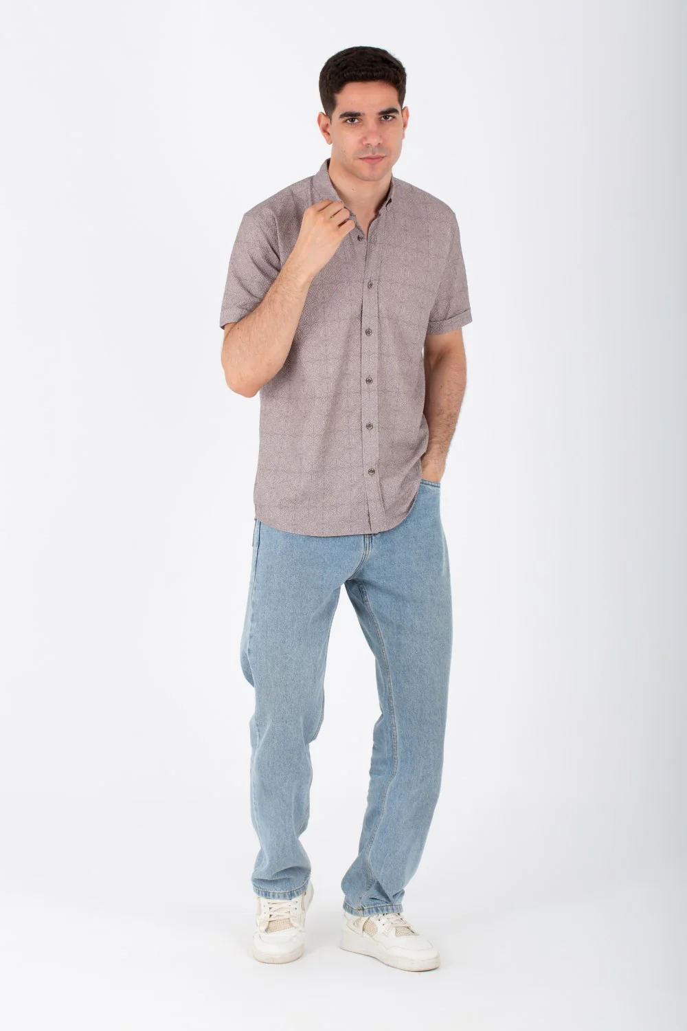 Mens Half Sleeve Jacar Slim Fit Shirt With A Unique Collar And Cut - Image 7
