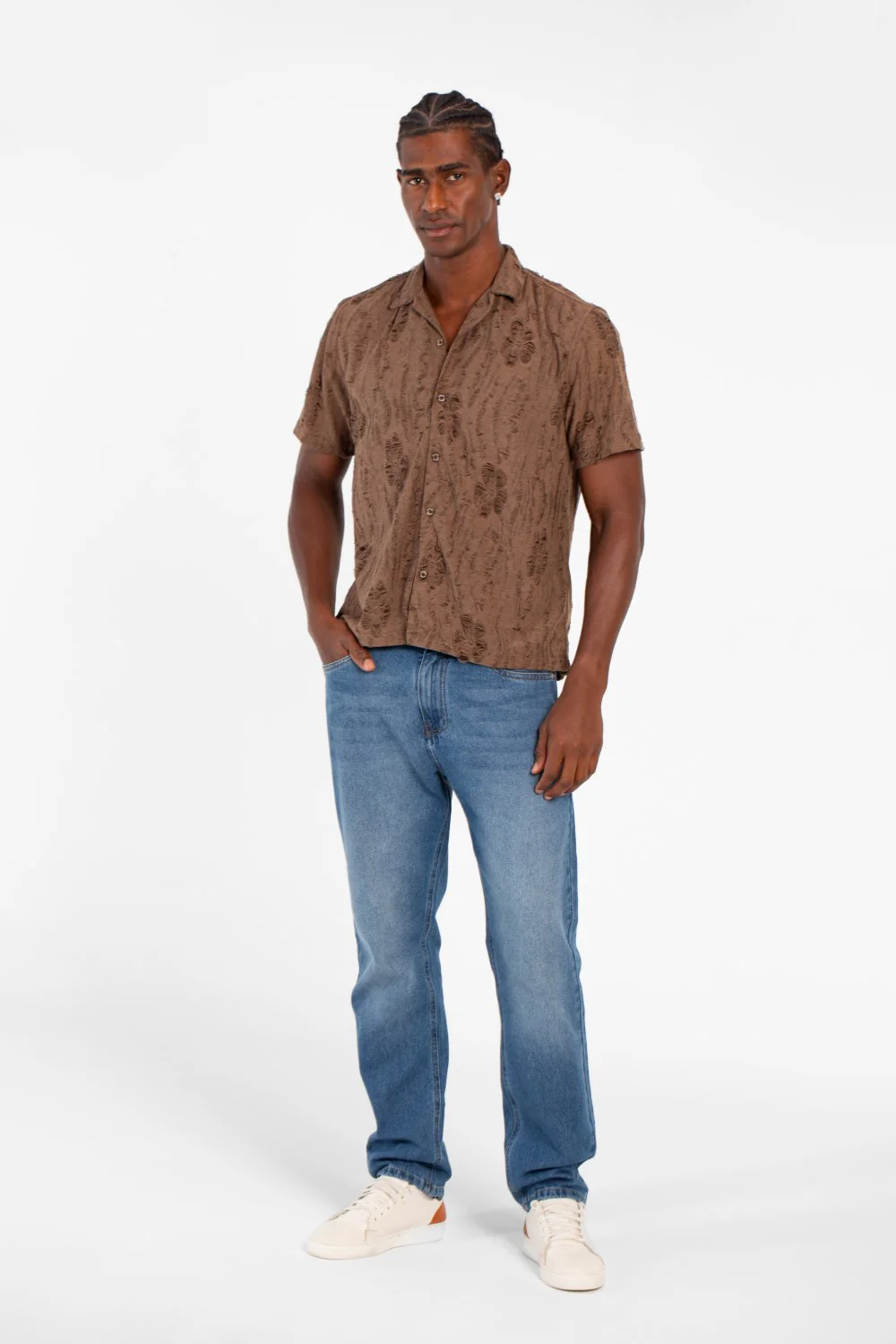 Men's Half Sleeve Jakar Shirt With Breathable Fabric In High Quality Modern Design - Image 4