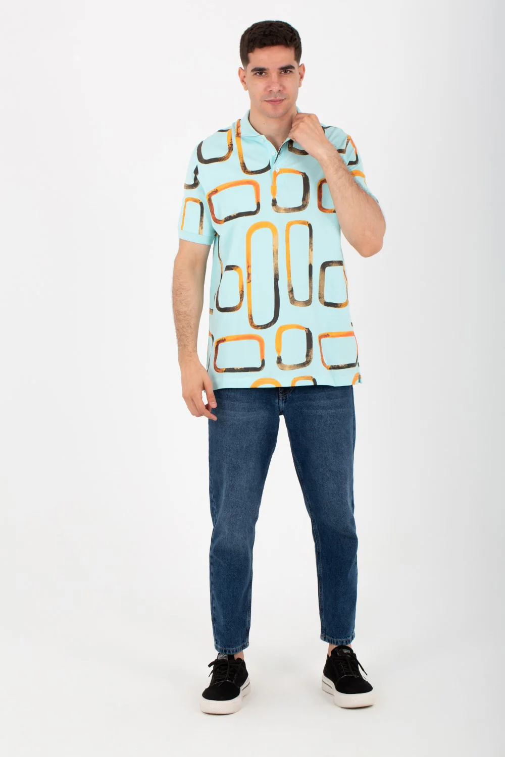 Mens Half Sleeve Polo T-shirt With Collar Printed On The Front And Back - Image 4
