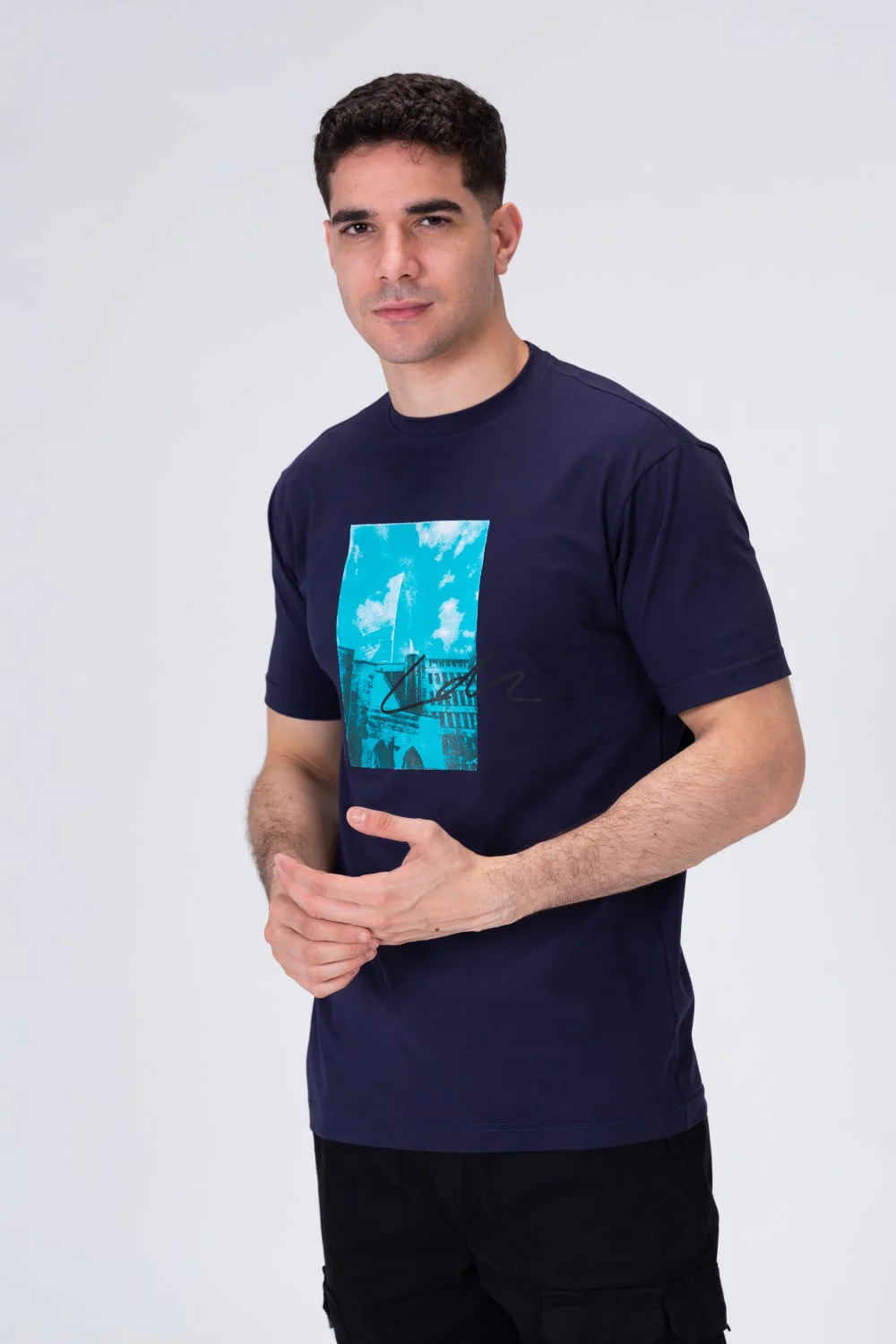 Mens Half Sleeve Printed On The Front Regular Fit T-shirt - Image 4