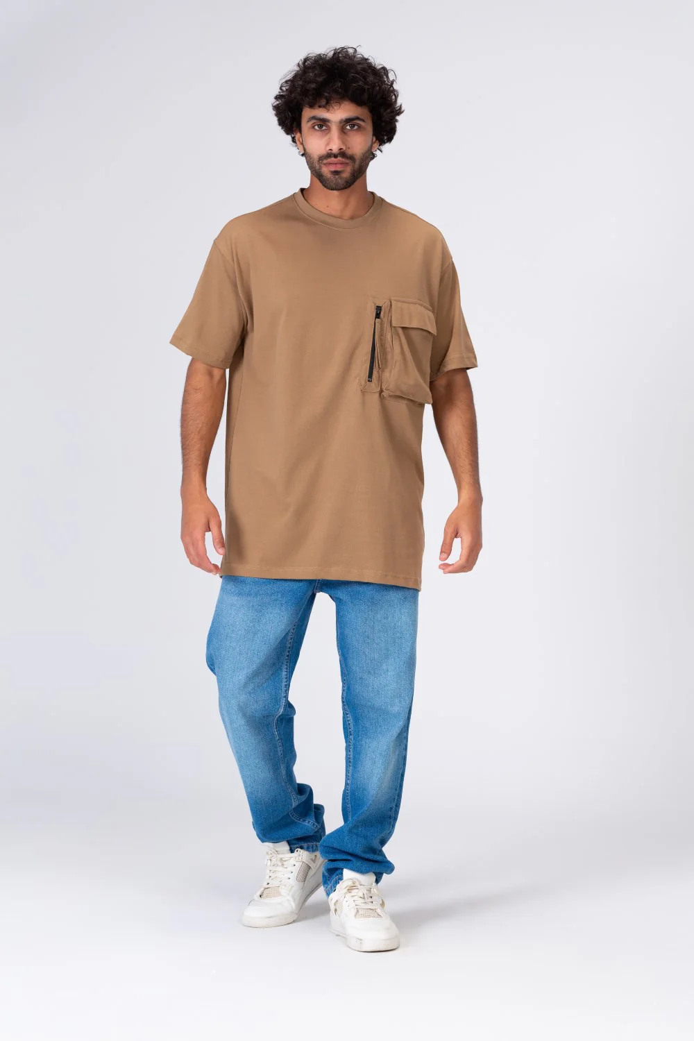 Mens Half Sleeve T-shirt Made Of Soft Cotton With A Zipper Pocket On The Front - Image 4