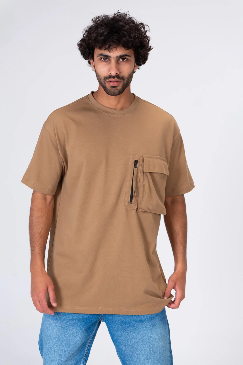 Mens Half Sleeve T-shirt Made Of Soft Cotton With A Zipper Pocket On The Front - Image 6