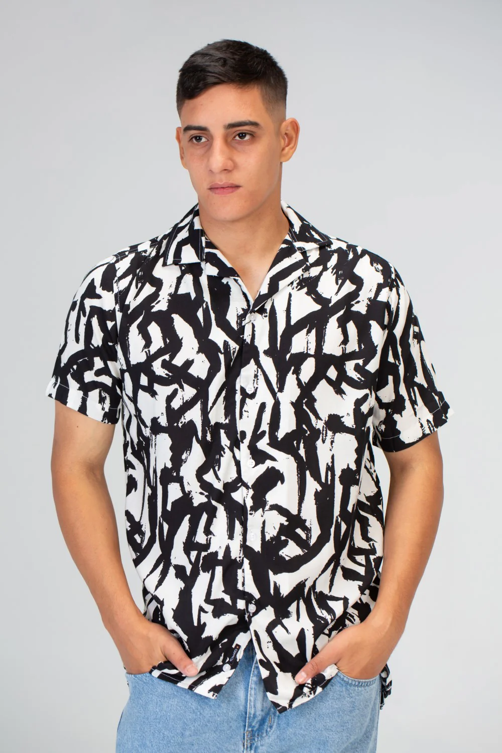 Mens Half Sleeved Jakar Printed Slim Fit Shirt Cotton Viscose - Image 3