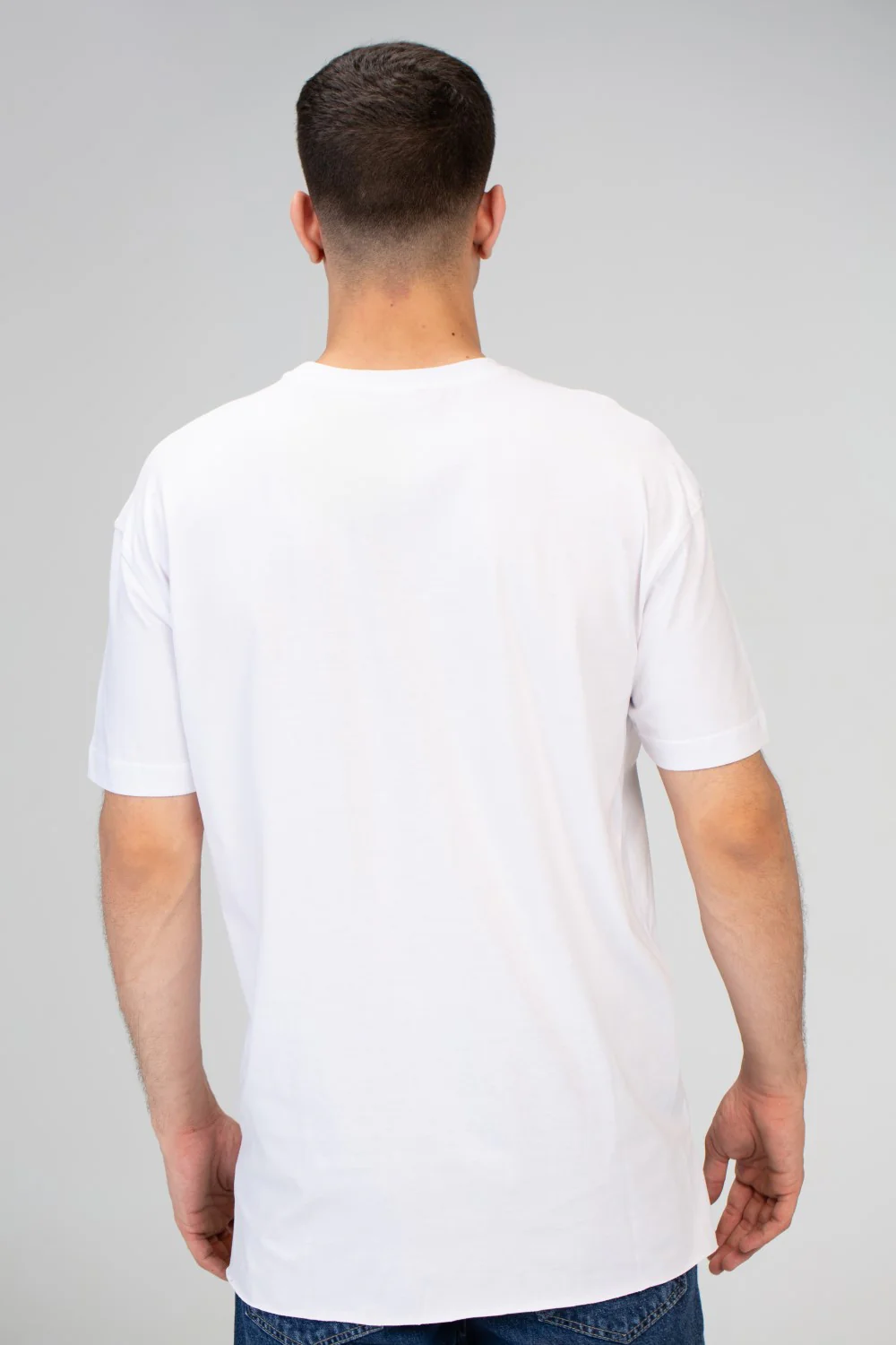 Mens Half Sleeved Over Sized Cutting T-shirt With A Round Collar And Front Print - Image 11