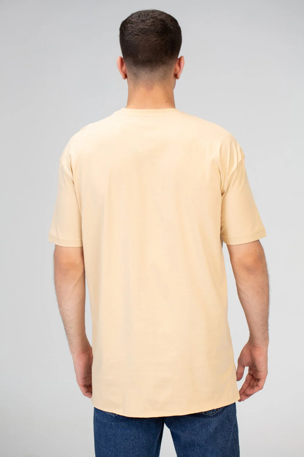Mens Half Sleeved Over Sized Cutting T-shirt With A Round Collar And Front Print - Image 2