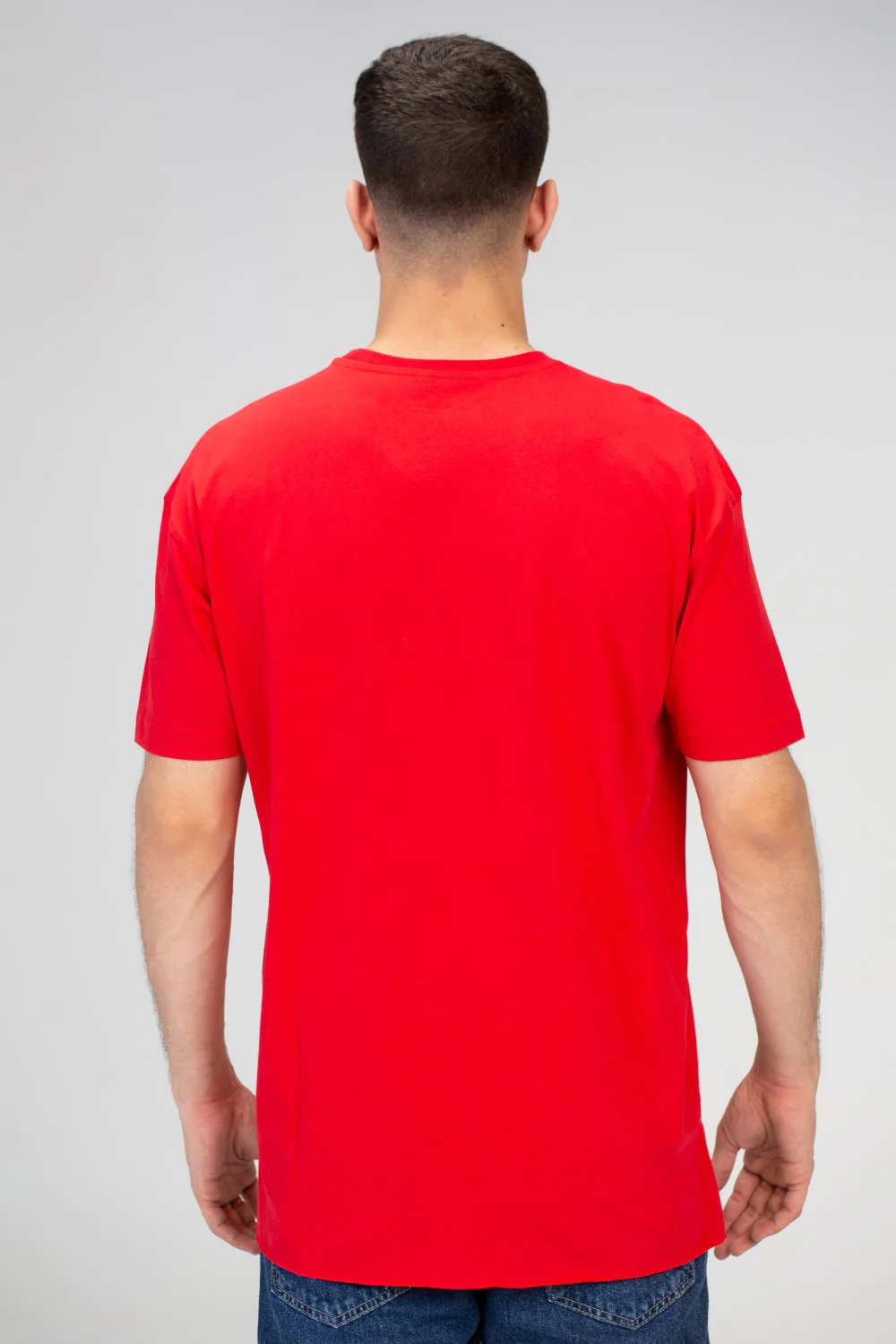 Mens Half Sleeved Over Sized Cutting T-shirt With A Round Collar And Front Print - Image 8