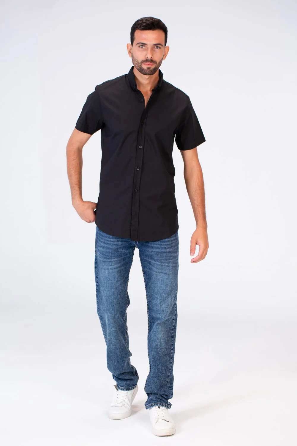 Mens Half Sleeved Slim Fit Basic Plain Shirt Made Of Lycra Poplin Material - Image 3