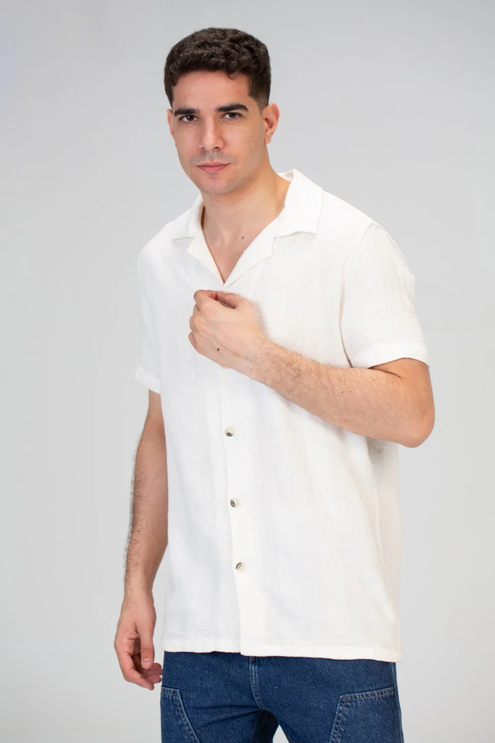 Mens Half Sleeved Slim Fit Summer Trico Shirt With Front Buttons And Practical Material - Image 6