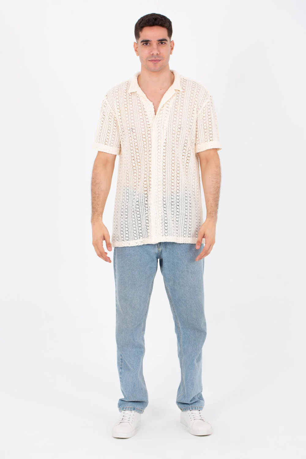 Mens Half Sleeved Slim Fit Transparent Trico Shirt With A New Trendy Cut - Image 3
