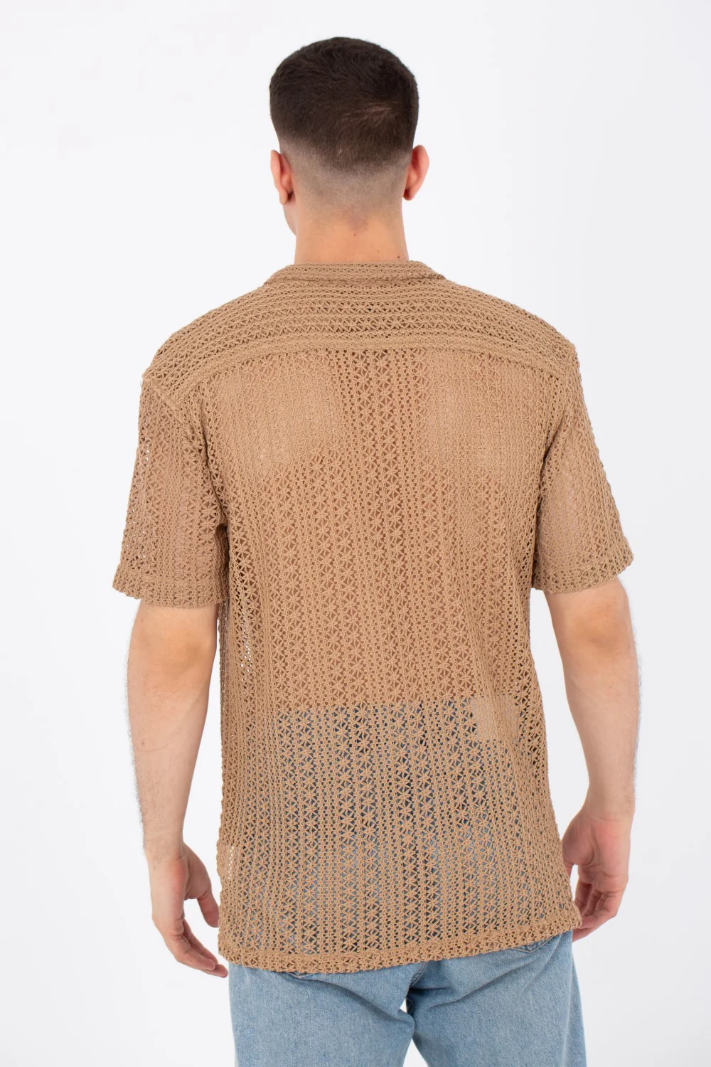 Mens Half Sleeved Slim Fit Transparent Trico Shirt With A New Trendy Cut - Image 5