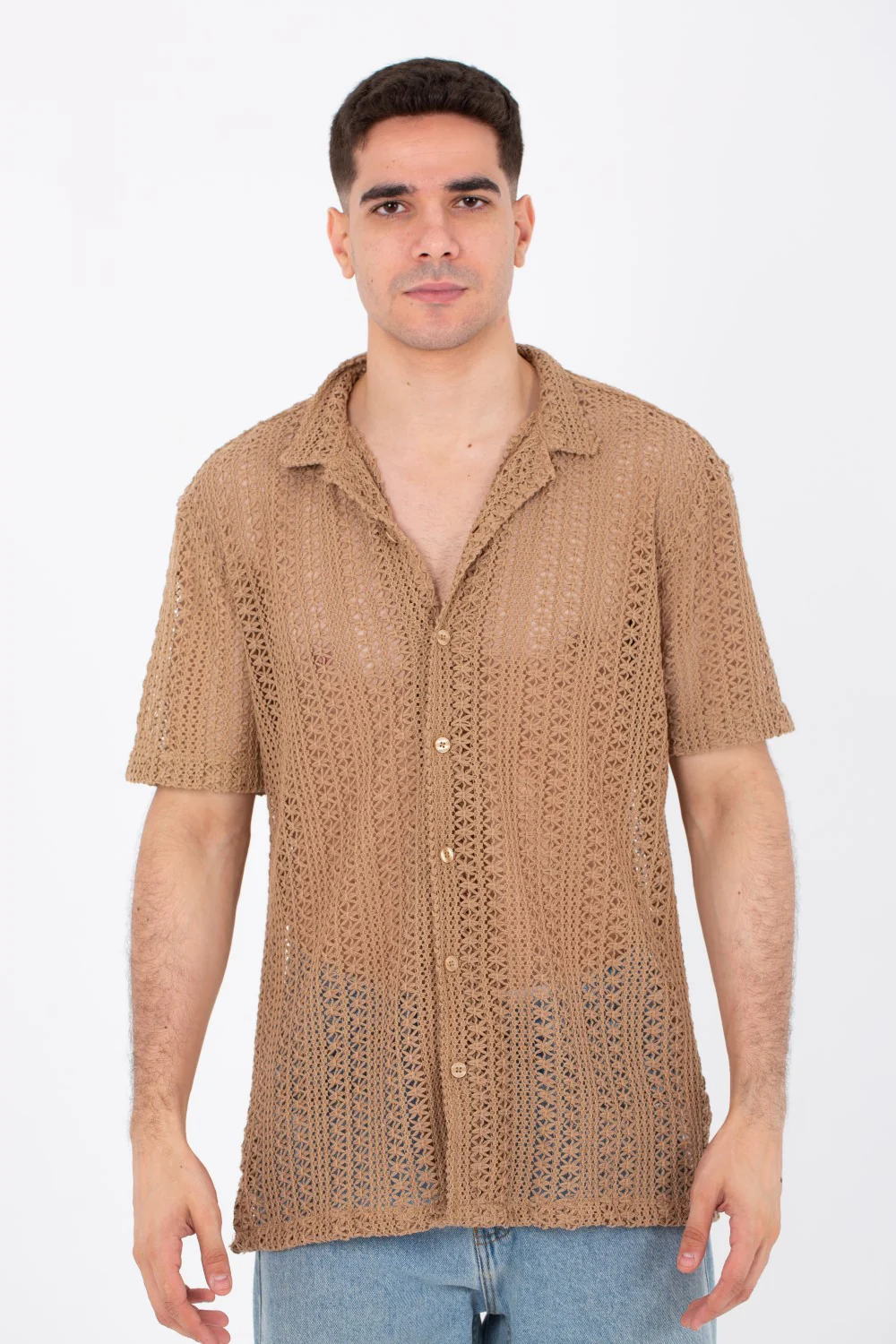 Mens Half Sleeved Slim Fit Transparent Trico Shirt With A New Trendy Cut - Image 6