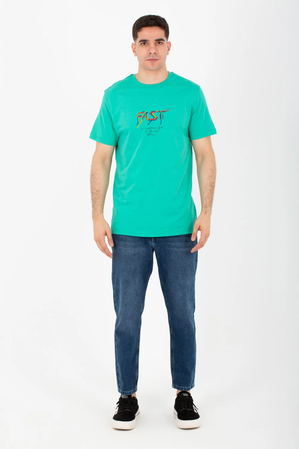 Mens Half Sleeves Round T-Shirt Printed On The Front And Back With Colors - Image 4