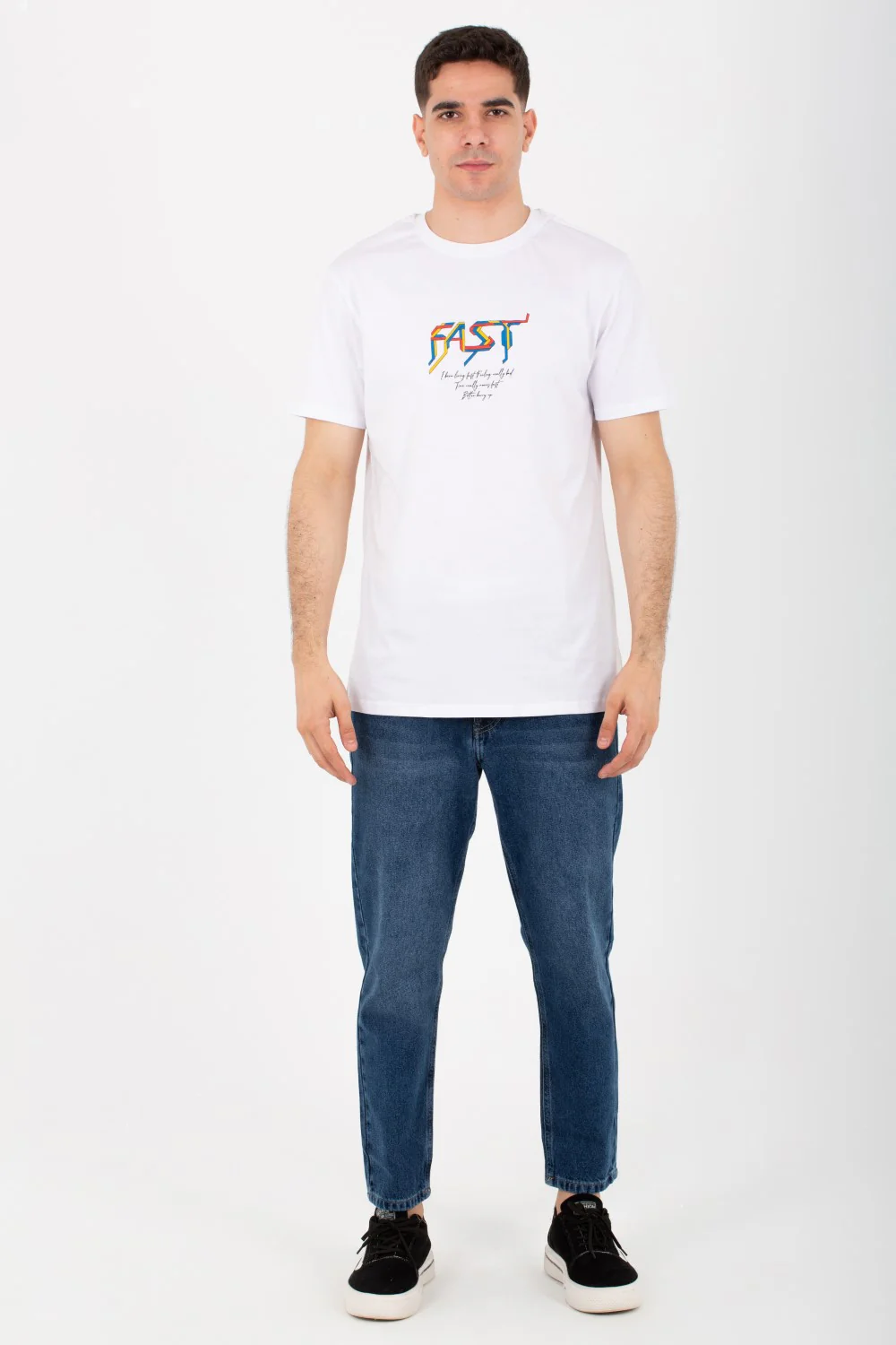 Mens Half Sleeves Round T-Shirt Printed On The Front And Back With Colors - Image 7