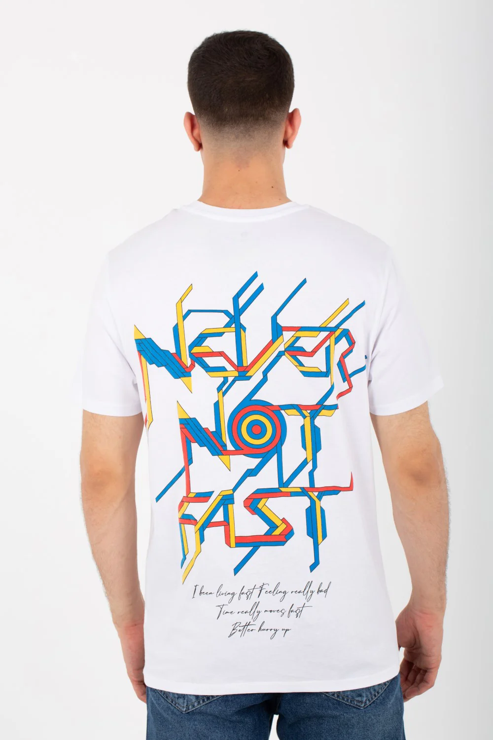 Mens Half Sleeves Round T-Shirt Printed On The Front And Back With Colors - Image 8