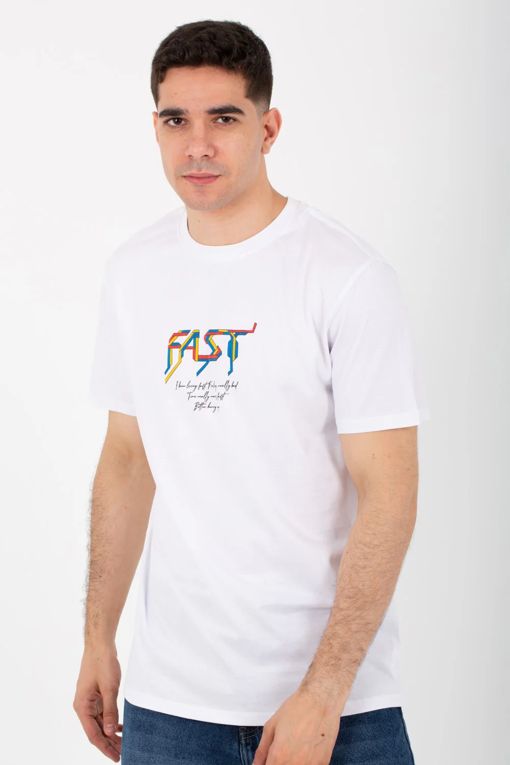 Mens Half Sleeves Round T-Shirt Printed On The Front And Back With Colors - Image 9