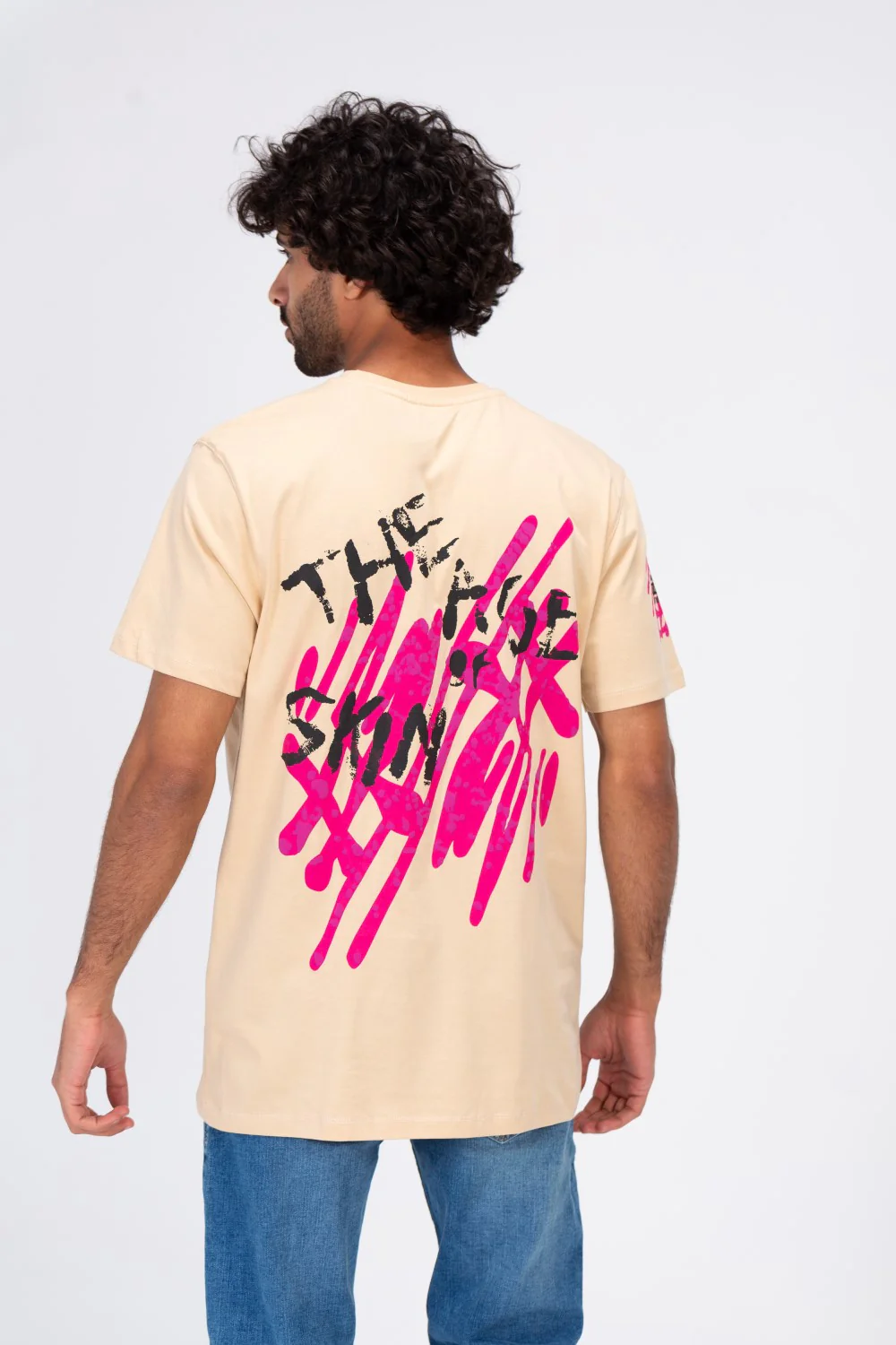 Mens Half Sleeves Round T-shirt With Front And Back Print - Image 2