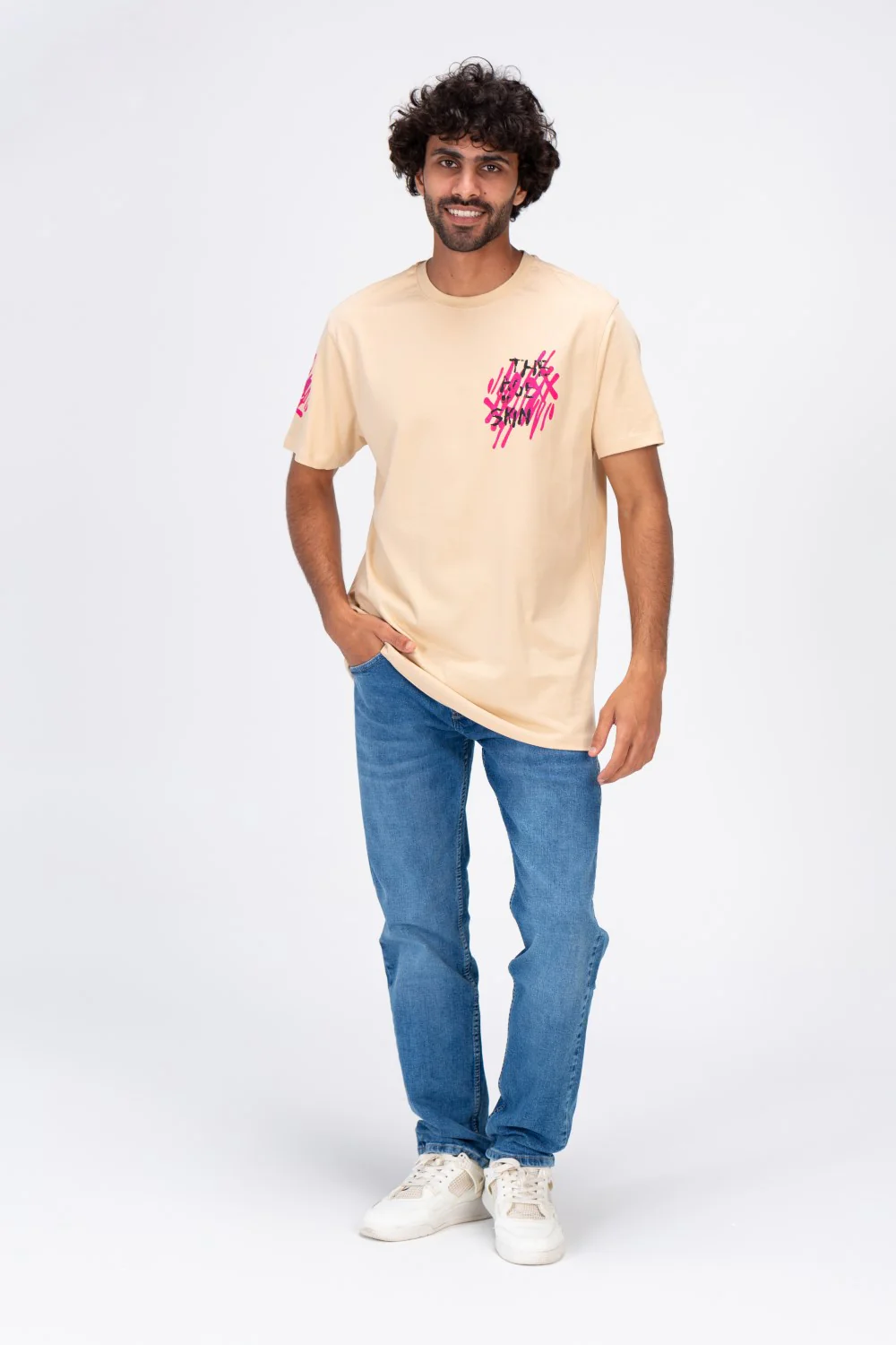 Mens Half Sleeves Round T-shirt With Front And Back Print - Image 3