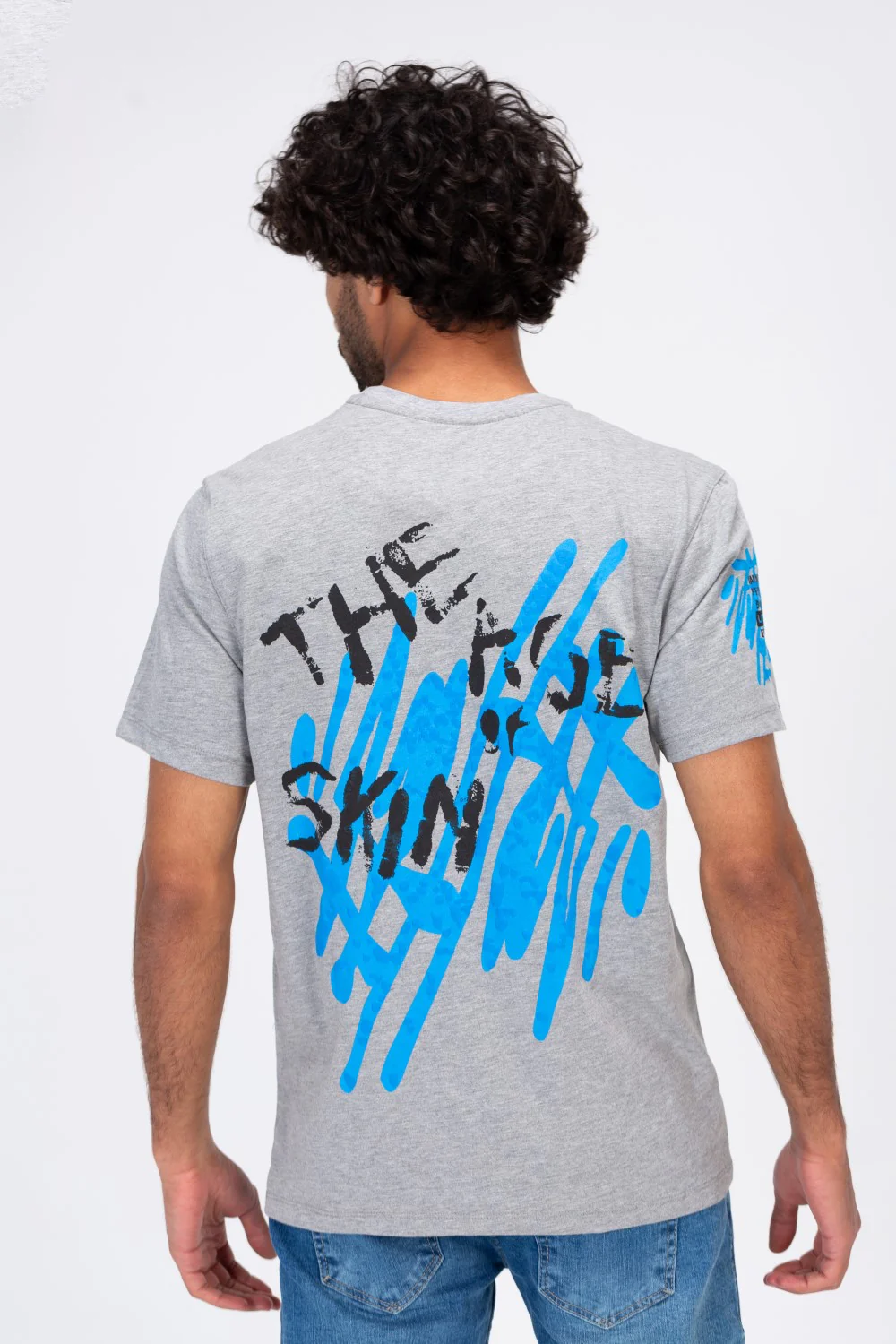 Mens Half Sleeves Round T-shirt With Front And Back Print - Image 5