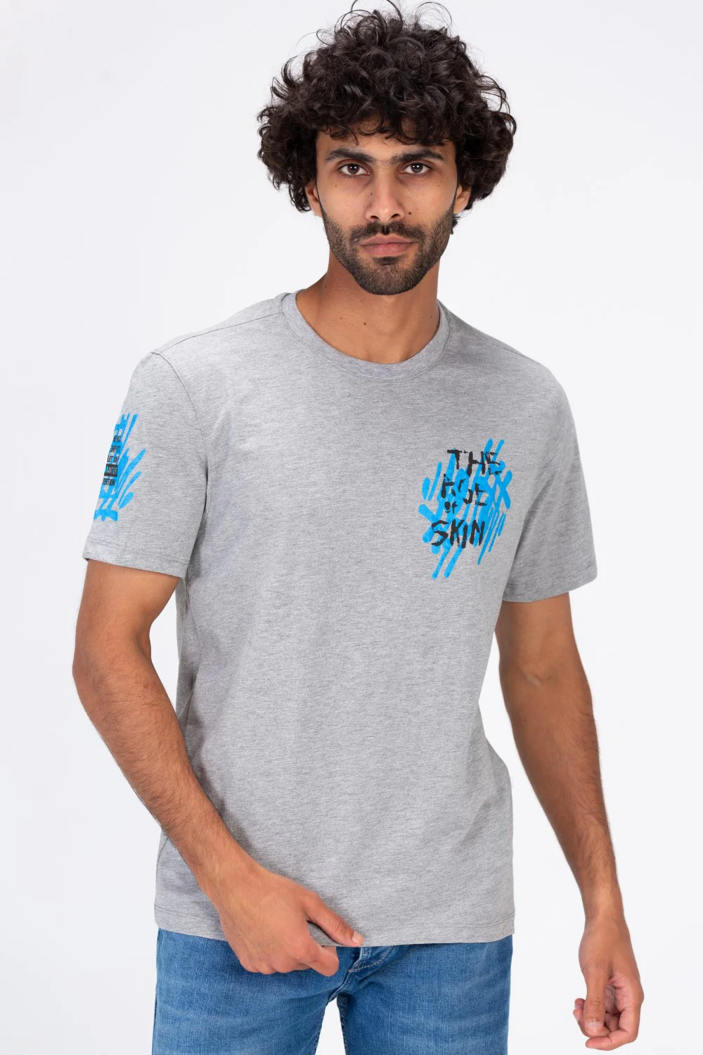 Mens Half Sleeves Round T-shirt With Front And Back Print - Image 6