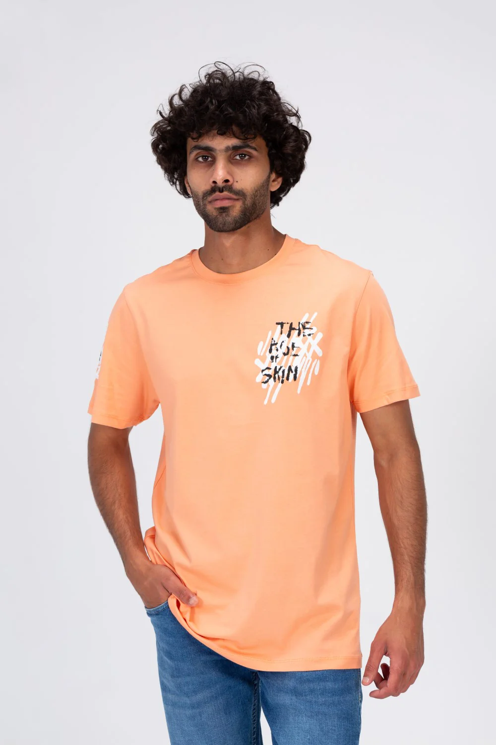 Mens Half Sleeves Round T-shirt With Front And Back Print - Image 9