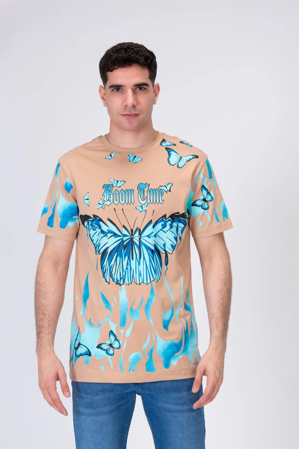 Mens Half Sleeves T-shirt With Butterfly Print