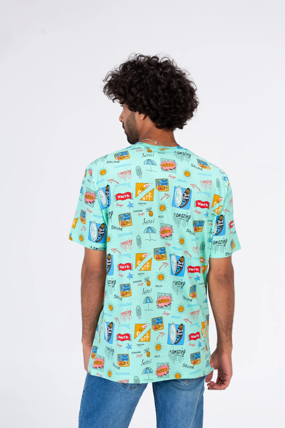 Mens Half Sleeves T-shirt With Full Summer Print - Image 2