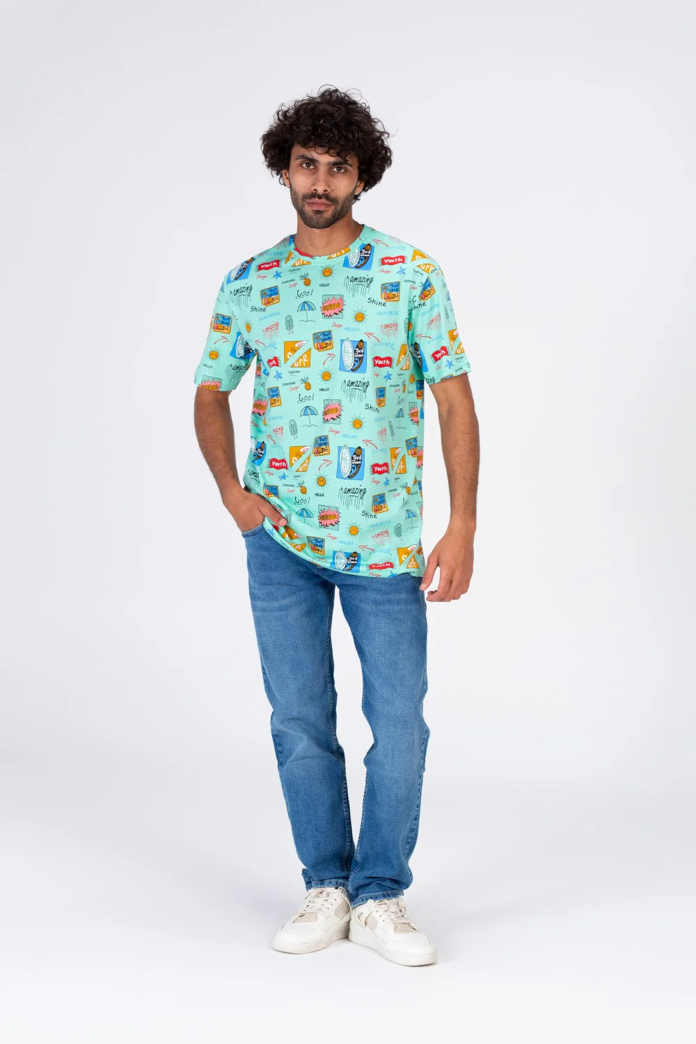 Mens Half Sleeves T-shirt With Full Summer Print - Image 3