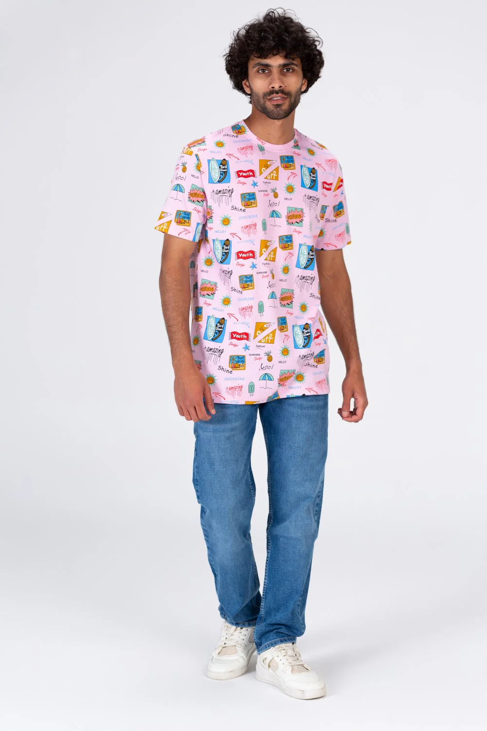 Mens Half Sleeves T-shirt With Full Summer Print - Image 4