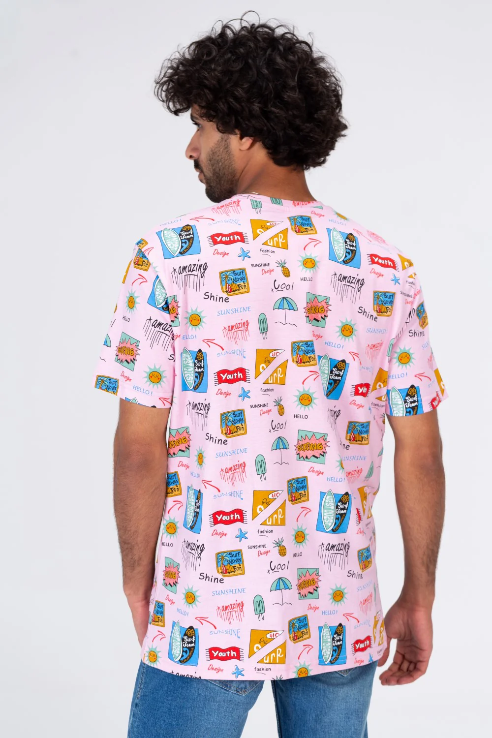 Mens Half Sleeves T-shirt With Full Summer Print - Image 5