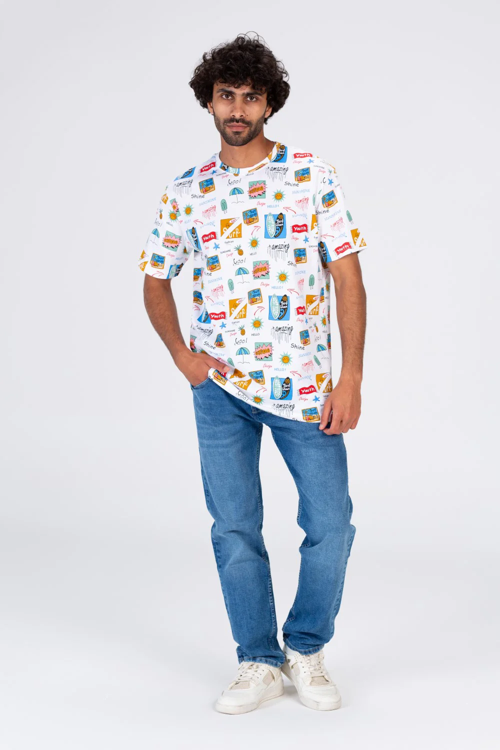 Mens Half Sleeves T-shirt With Full Summer Print - Image 7