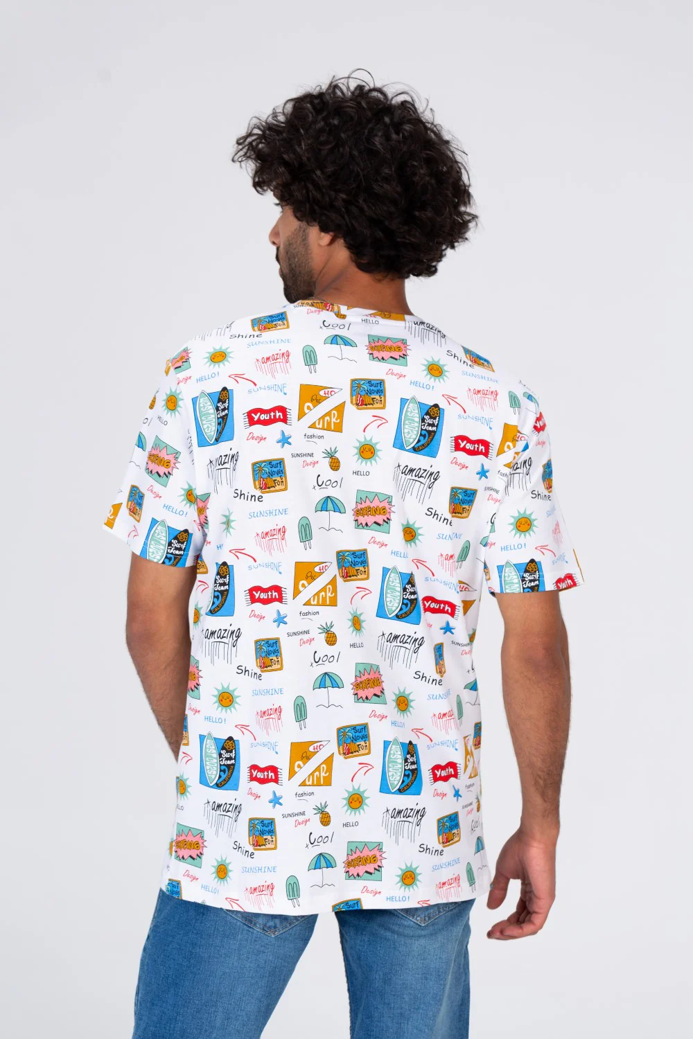 Mens Half Sleeves T-shirt With Full Summer Print - Image 8