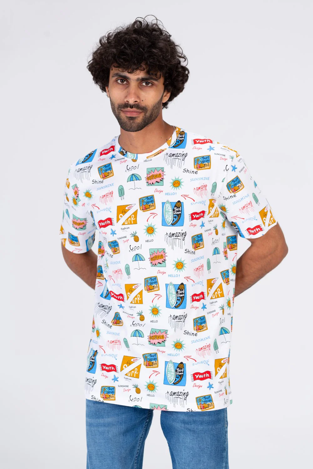 Mens Half Sleeves T-shirt With Full Summer Print - Image 9